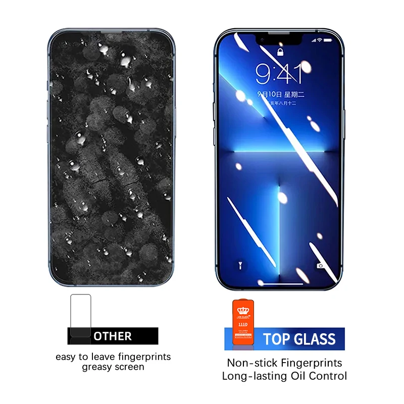 2022 Hot Sell 111D Full Coverage Flue Glue Shock Resistant Bubble Free Tempered Glass Screen Protector For Iphone 14 13 12 11