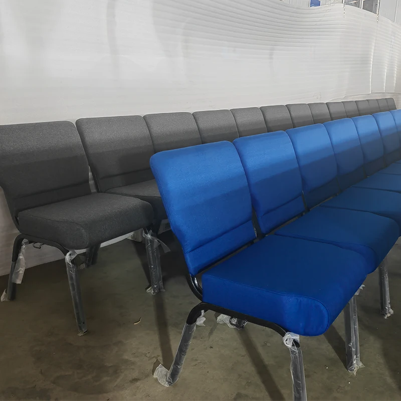 Factory Modern Popular Wholesale Cheap Stackable Metal Leg Upholstered Church Chairs  Theater Furniture For Auditorium