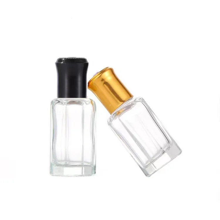 Factory perfume bottle essential oil glass bottle with roll-on ball and lid attar octagon glass bottle