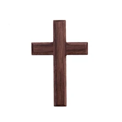 Wholesale Custom Christ Wall decoration Hand Held Small Walnut  Wooden Crosses