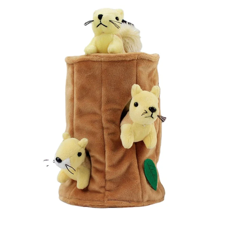 High Quality Bite Resistant Treat Interactive Squirrel Hide And Seek Plush Puzzle Dog Toys