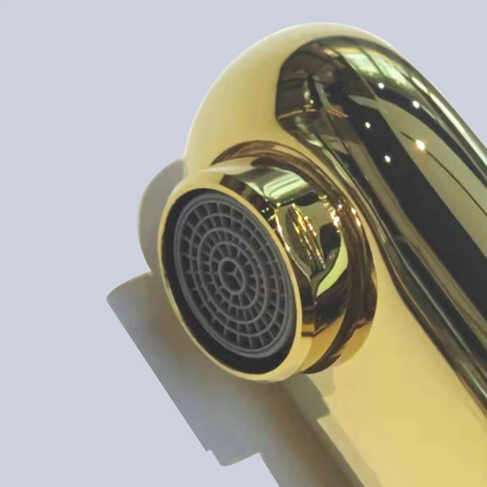 Automatic basin faucet  deck mounted Golden color  polished full brass mixer water ac /dc  battery power  grifo con sensor