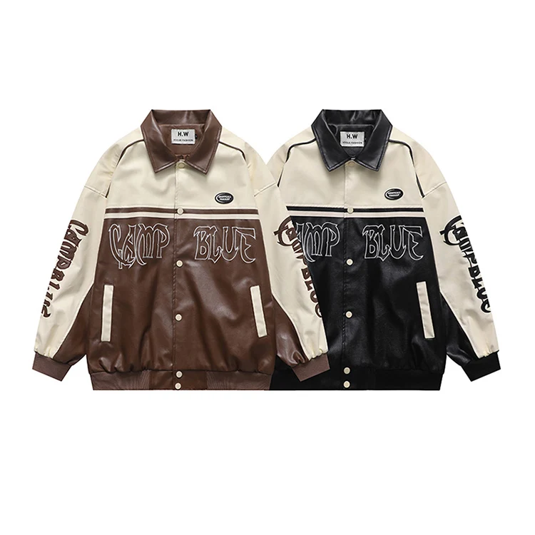 American Retro Hip Hop Embroidery Men National Trendy Brand Street Loose Casual Racing Baseball varisty Jacket