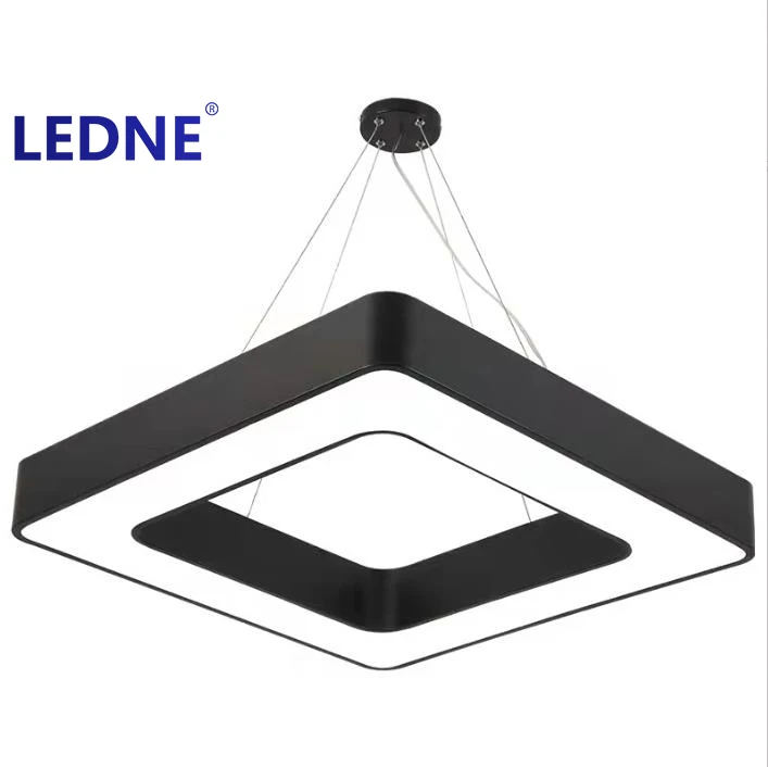 LED office chandelier square hollow creative stitching gym chandelier ceiling office pendant linear led batten light