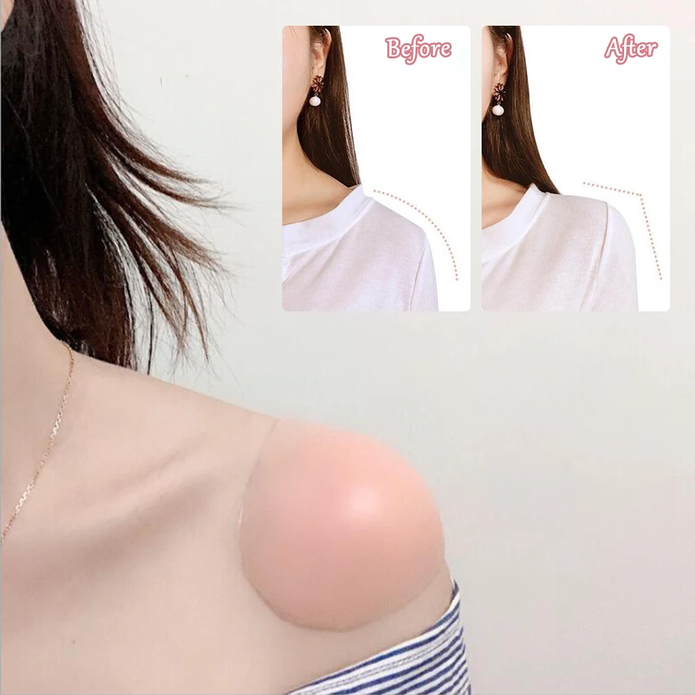 1 Pair Shoulder Push-up Pads Soft Silicone Self Adhesive Shoulder Enhancer Shoulder Pads