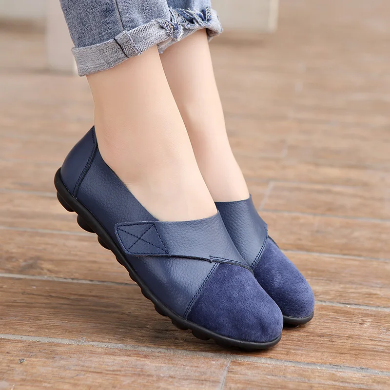 Woman's Flats Loafers Shoes Soft Genuine Leather Casual Big Size 35-44 Mocassin Boat for Women