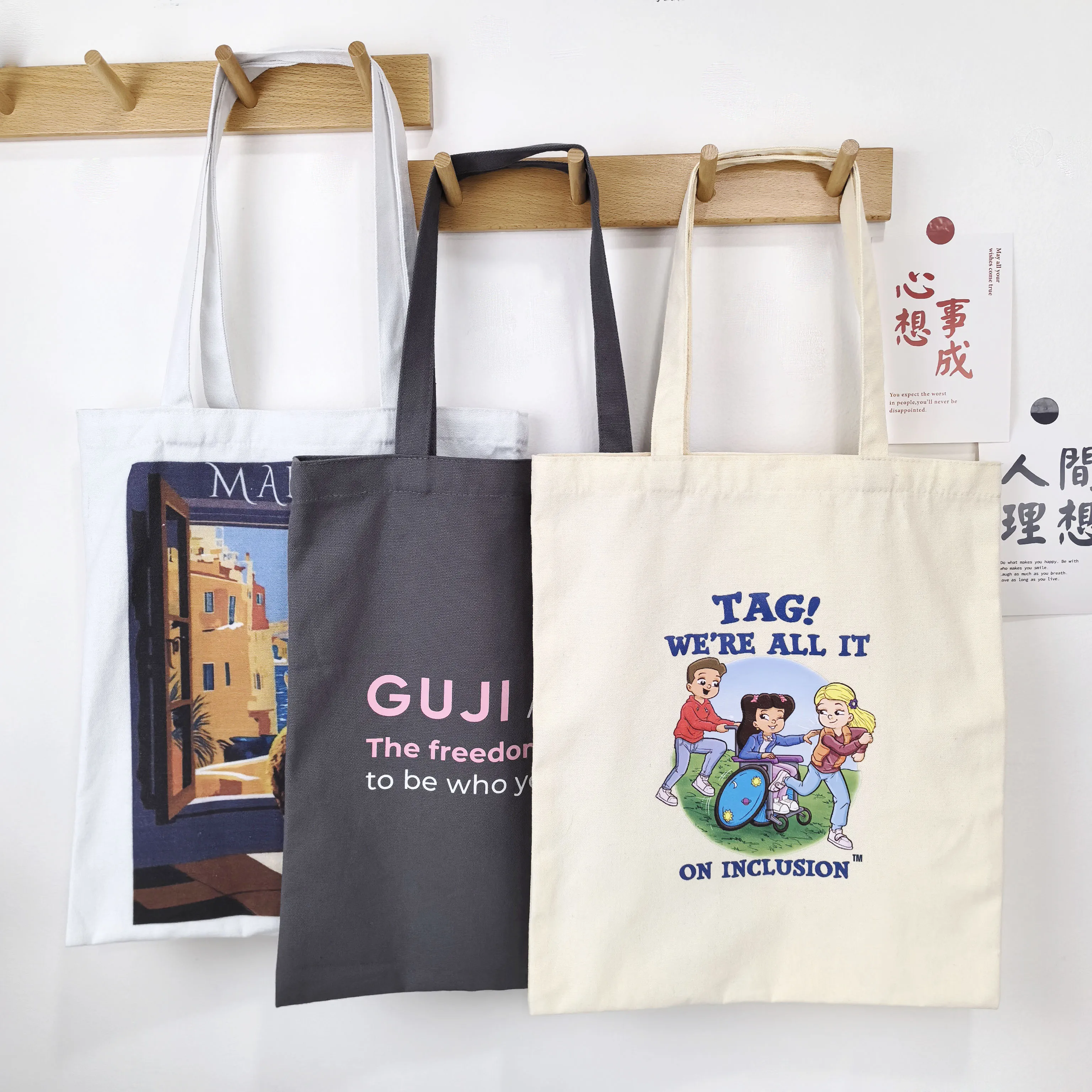 Wholesale Multicolor Cotton Canvas Tote Bags Reusable Eco-Friendly Shopping Bags Biodegradable Beach Handbags