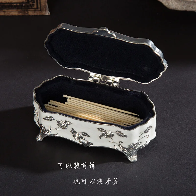 Metal Crafts Retro Princess Jewelry Box Small Jewelry Box Storage Jewelry Toothpick Box Cotton Swab