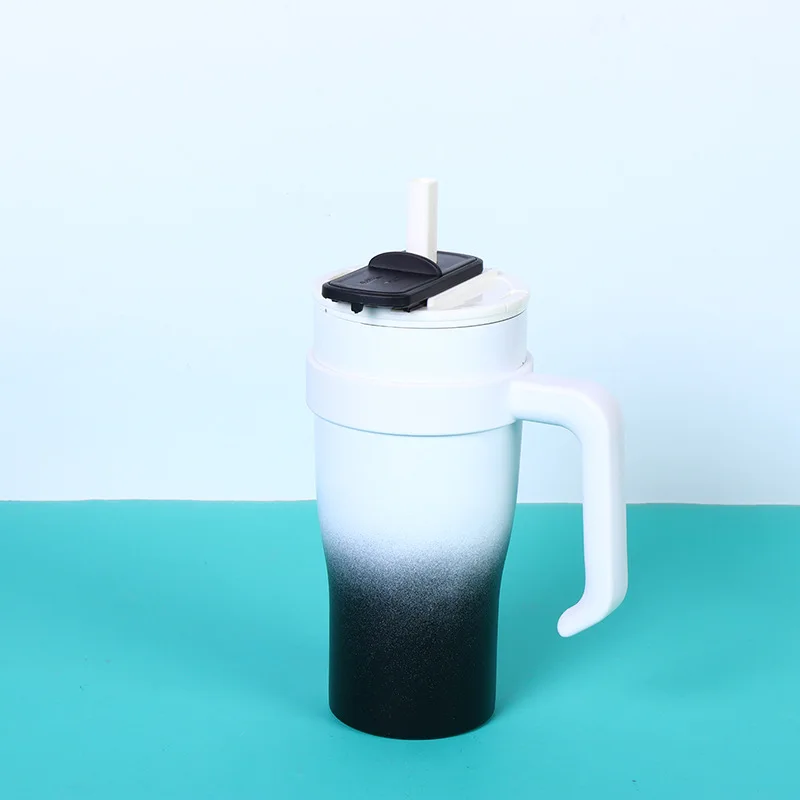 2024 new style 40oz large capacity rotary telescopic straw cup 304 stainless steel double wall insulated thermos tumbler