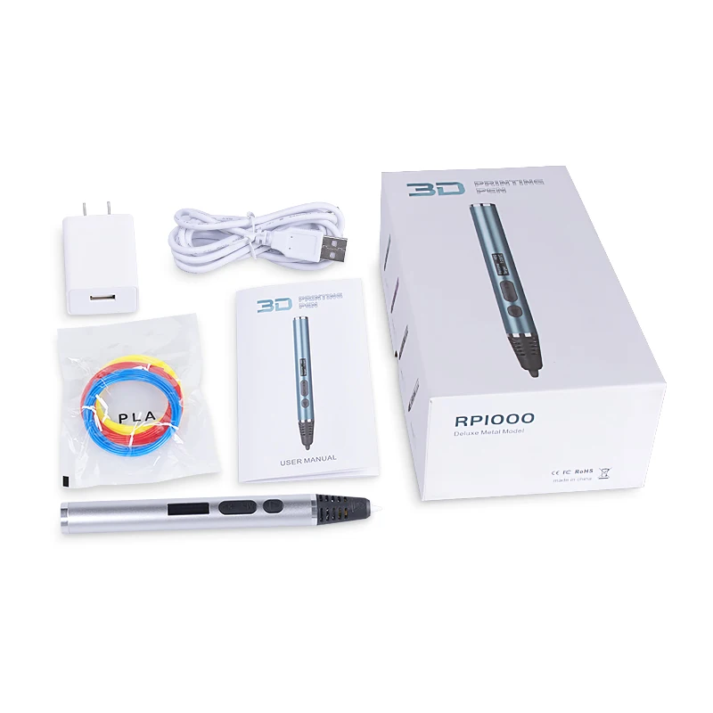 New arrival JER RP1000 factory price metal housing3d pen gifts for kids PLA/ABS filament OEM 3d printing pen