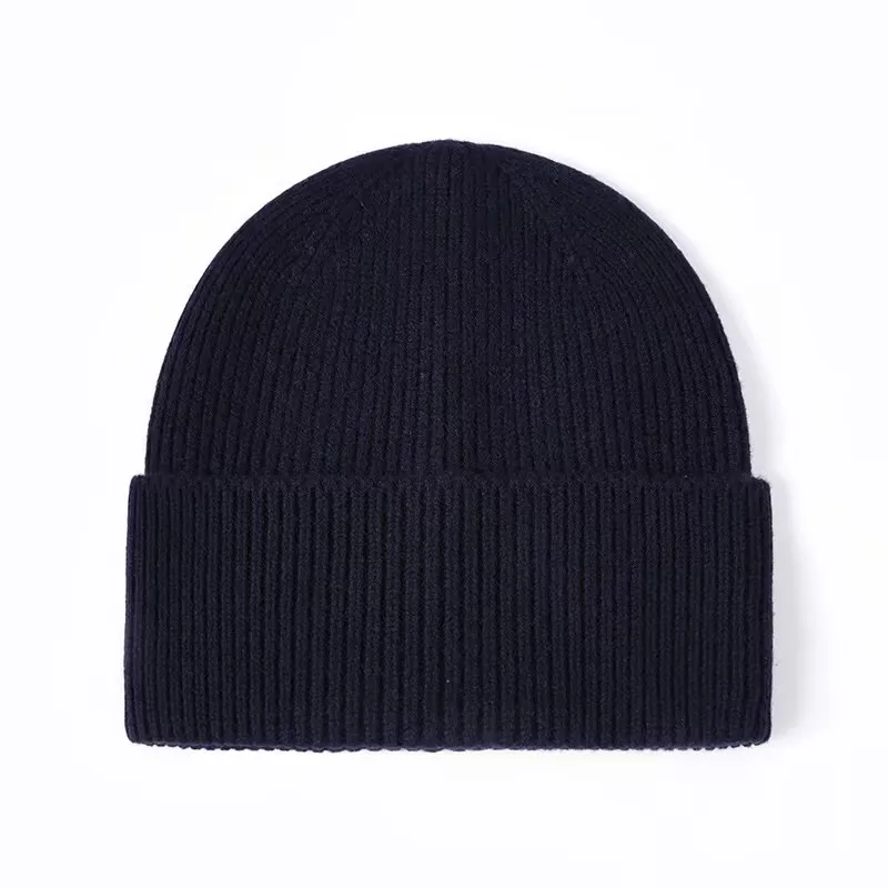 100% Wool Mens Cold Autumn Winter Hats Beanies Soft Knitted Outdoor Warm Fashionable Versatile Flap Beanies Hats Cap