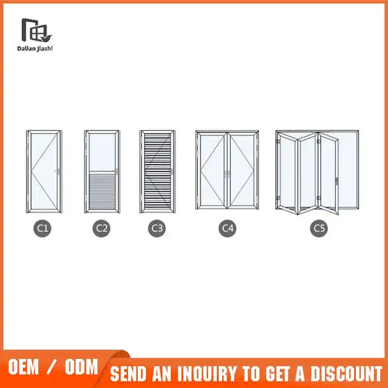 2layer glass 5+12A+5 Aluminum double fold multi-fold tempered sliding system door