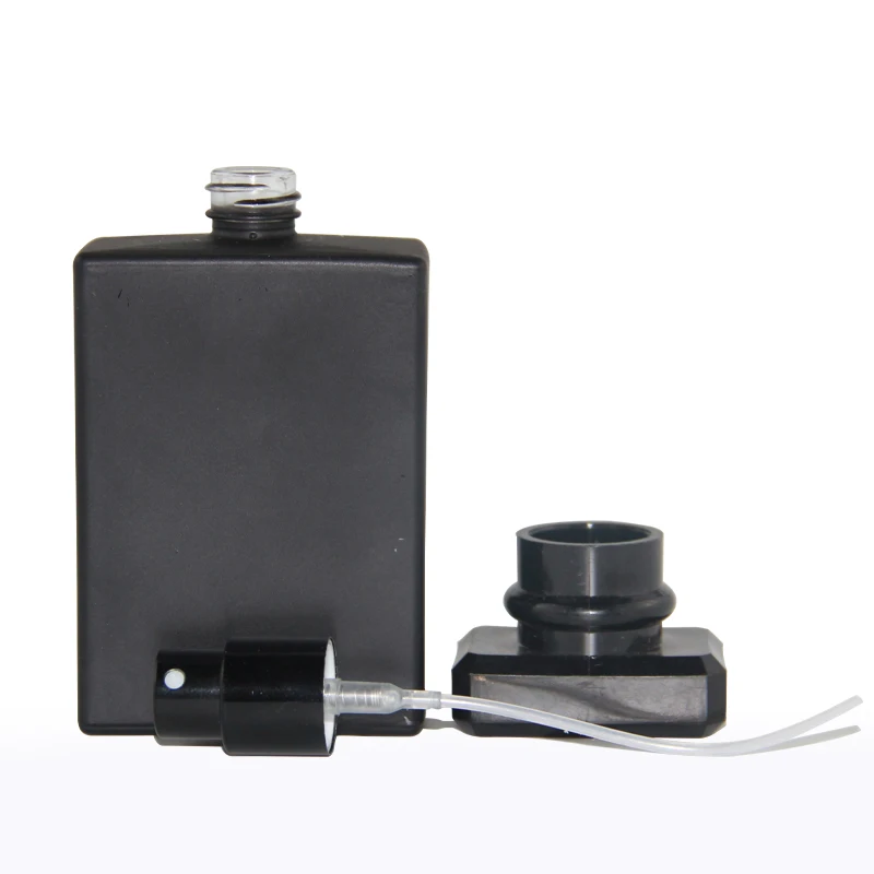 Оптовая продажа на заказ 30 мл 50 мл 100 мл Черный квадратный матовый прямоугольник Parfum масло роскошная пустая Упаковка спрей духи стеклянная бутылка