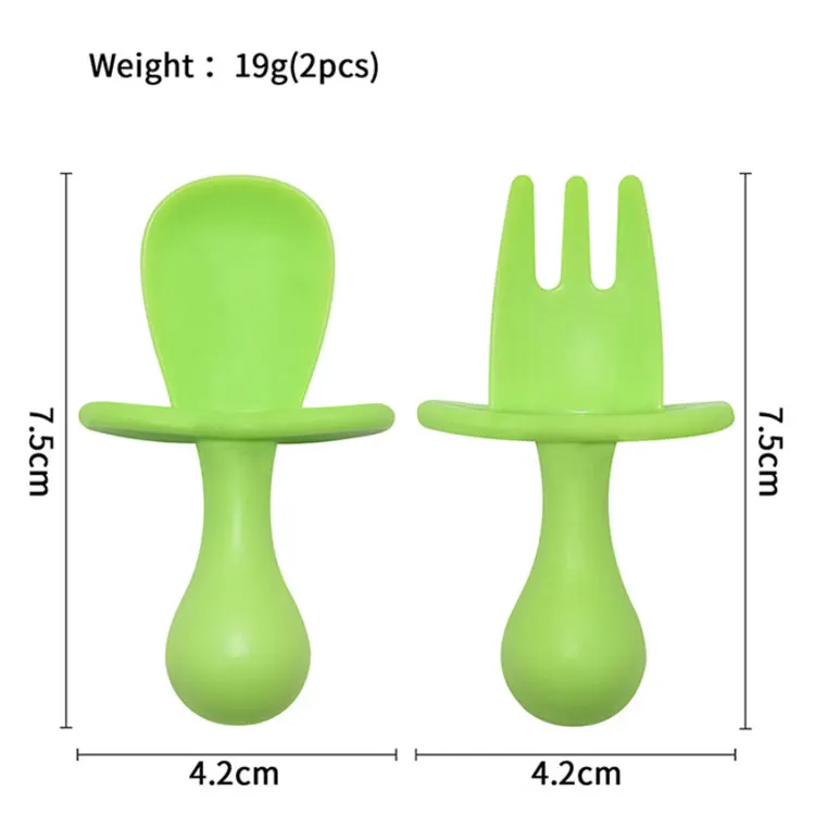New BPA Free Toddler Utensils Feeding Set Soft Silicone Baby Spoon and Fork