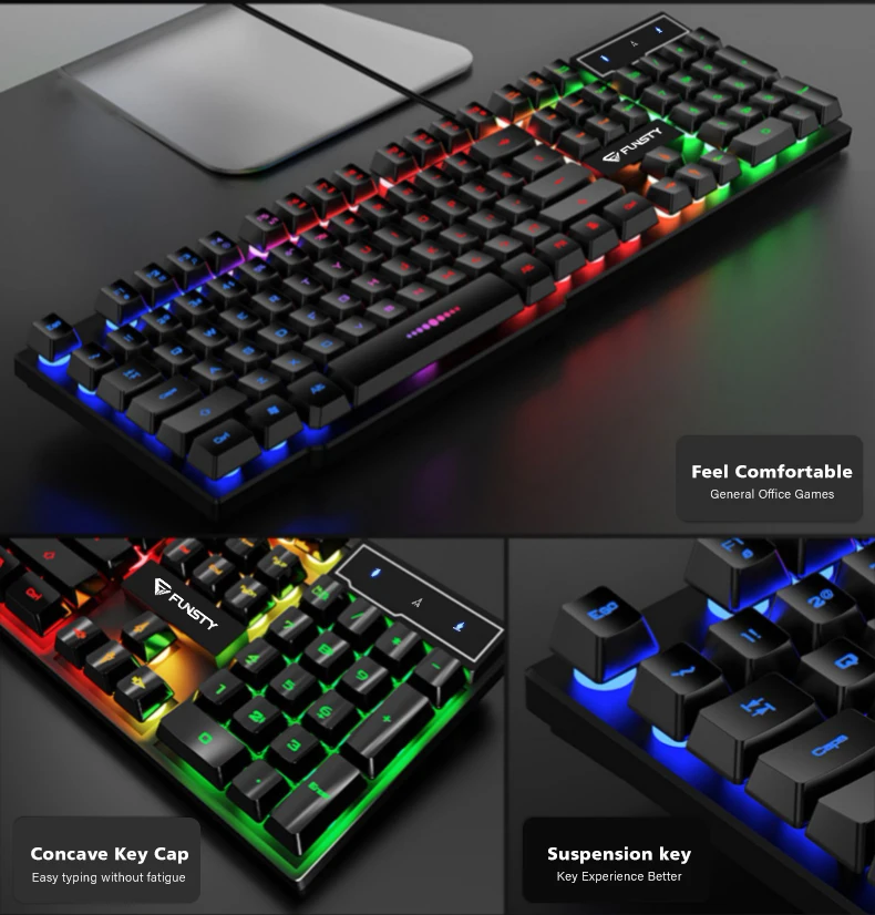 Полноразмерная мембранная игровая клавиатура с RGB-подсветкой и мультимедийными клавишами
