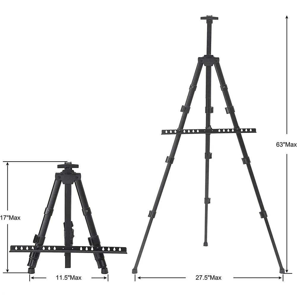 66 inches tall folding display artist easel stand with carry bag for floor/table-top drawing and displaying
