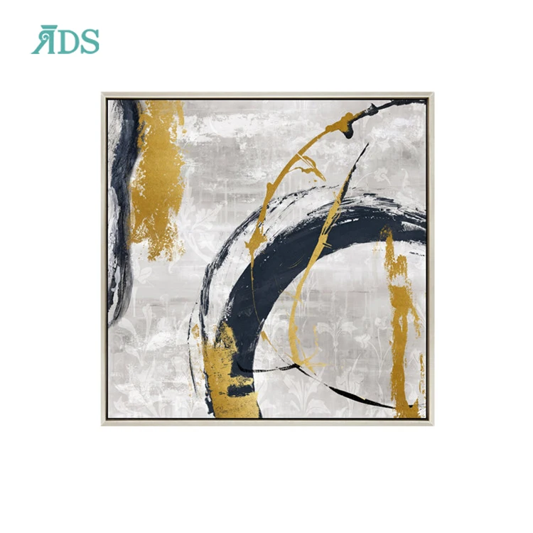 Living room gold framed handcrafted home decoration luxury large abstract oil canvas custom wall art painting