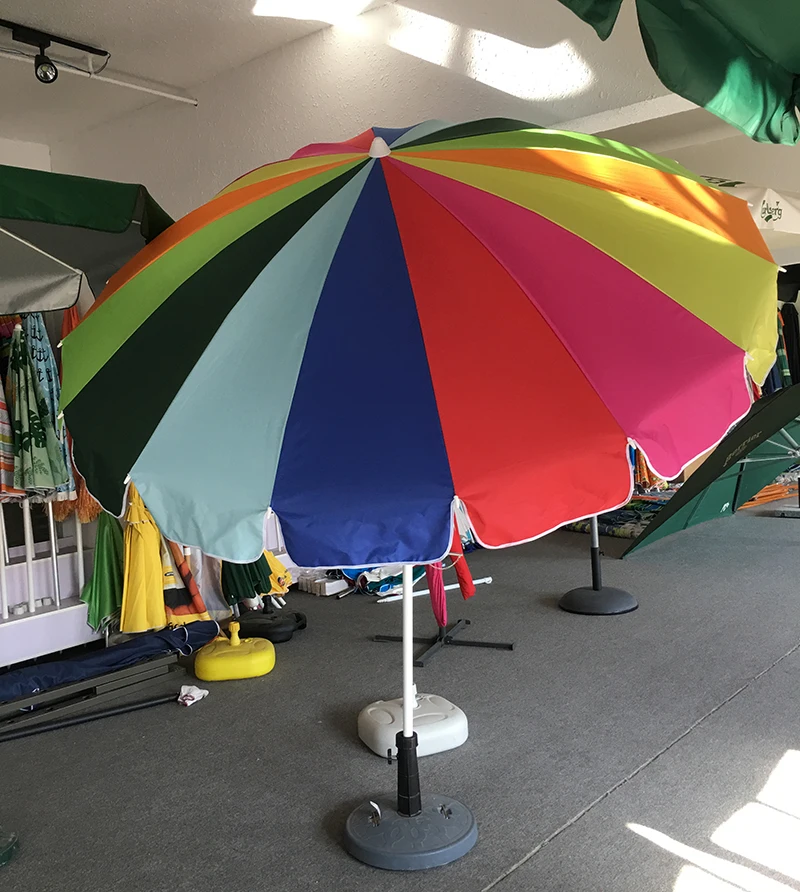 Sun Beach Umbrella Size 2.6m 2.4m 2m Steal Pole With Custom Logo Print For Promotion Use Color Outdoor Parasol Umbrellas