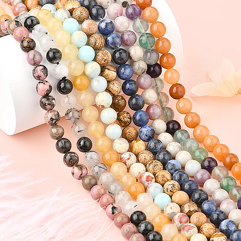 Оптовая продажа Роскошный натуральный круглый камень серый лунный фэншуй исцеляющий кристалл незакрепленные бусины для изготовления браслетов