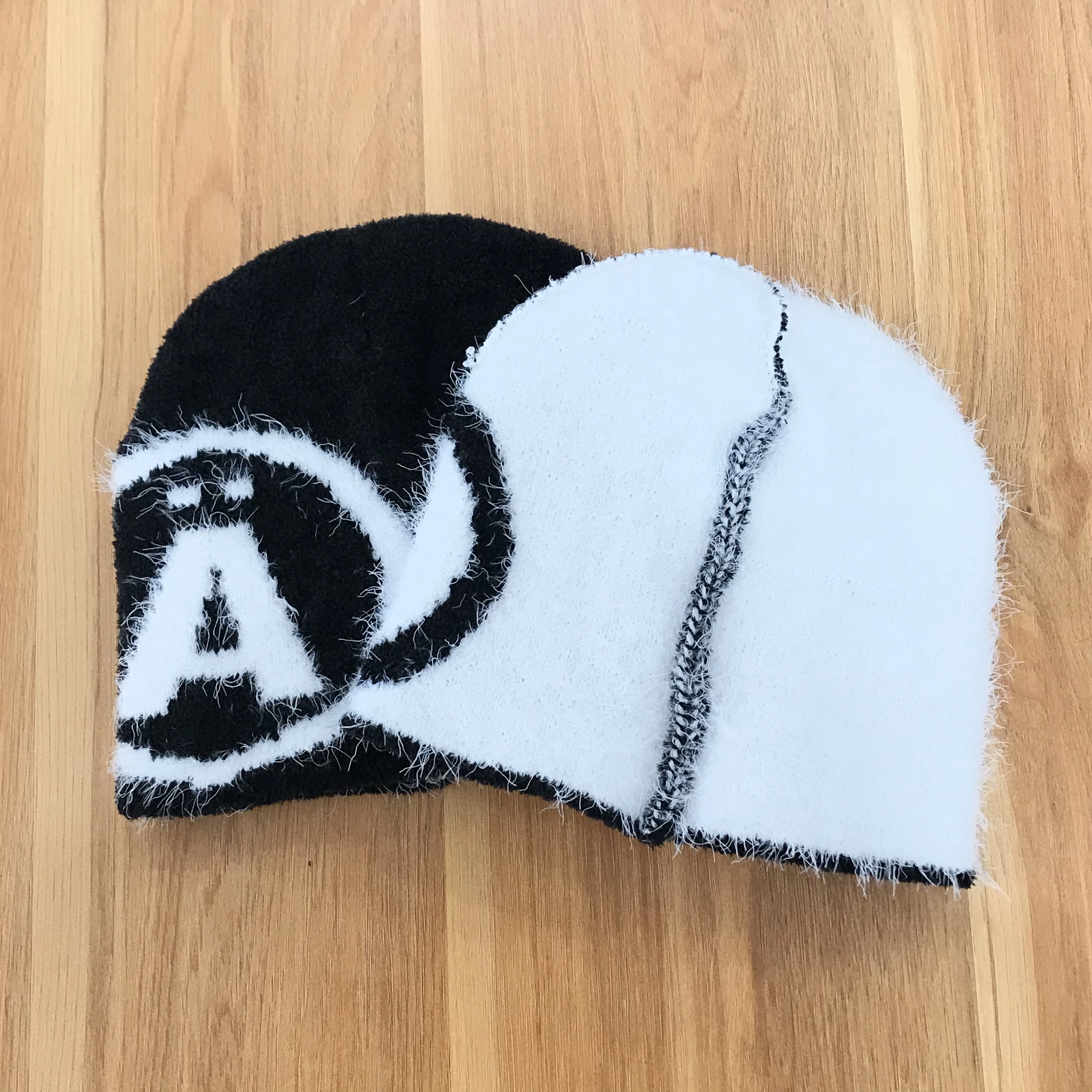 Classic Custom Your Own Logo Mohair Beanies Jacquard Knitted Hats Wholesale Warm Hat