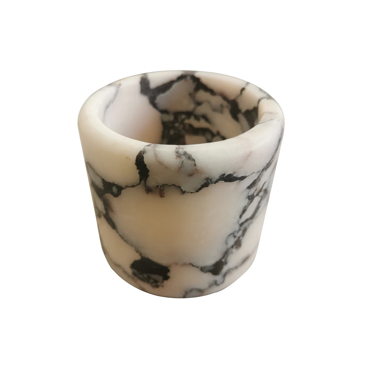 Customized Cylinder Shape Natural White Marble Empty Candle Jar with Lid Wholesale