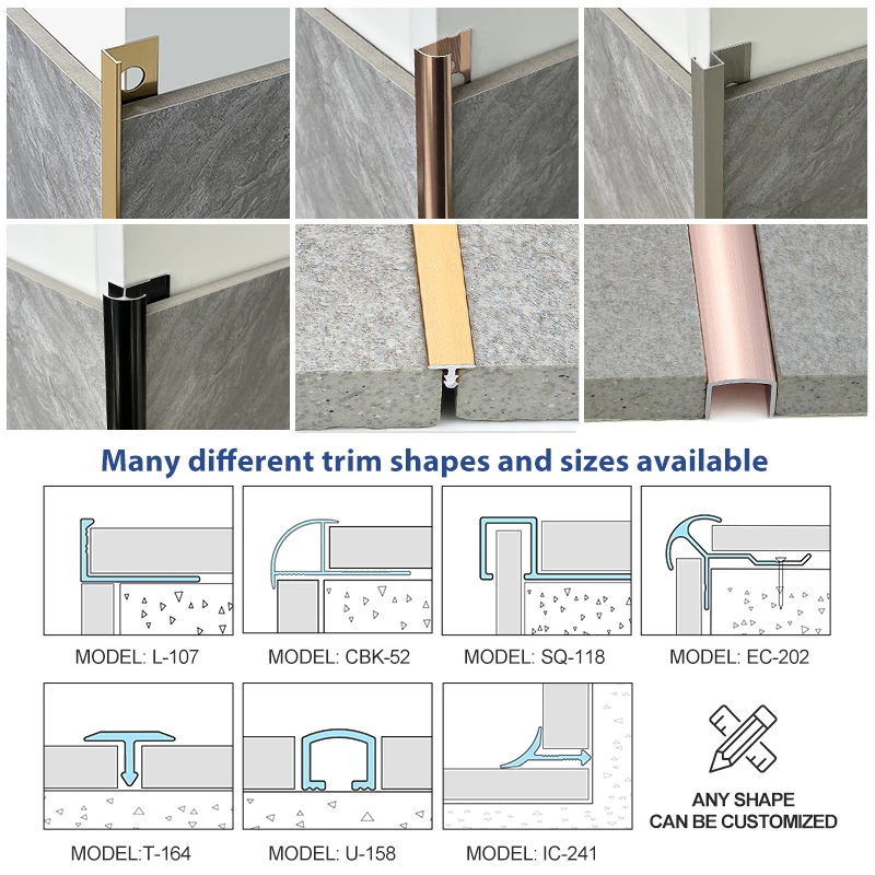 L shape Corner Protection Ceramic Covers Stainless Steel Tile Trim Edges for Outside Corner Stainless Steel Tile Edge Trim