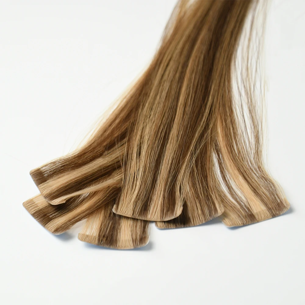 Russian Invisible Adhesive Tape Hair Extension Double Drawn Wholesale Remy Human Injection Tape in Extension