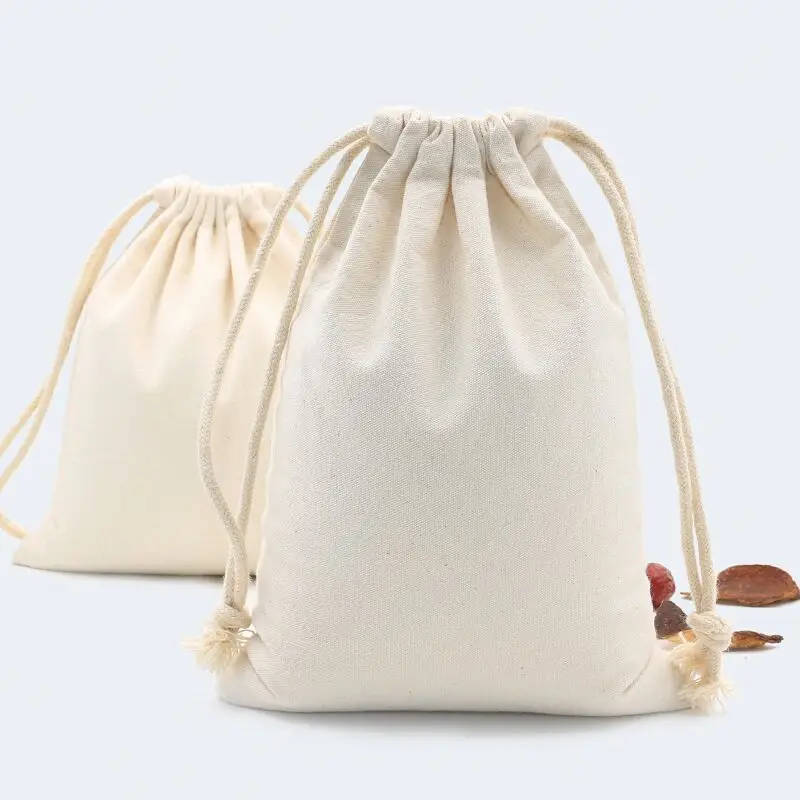 Canvas Drawstring Storage Bag Flour Rice Tea Packaging Pouch