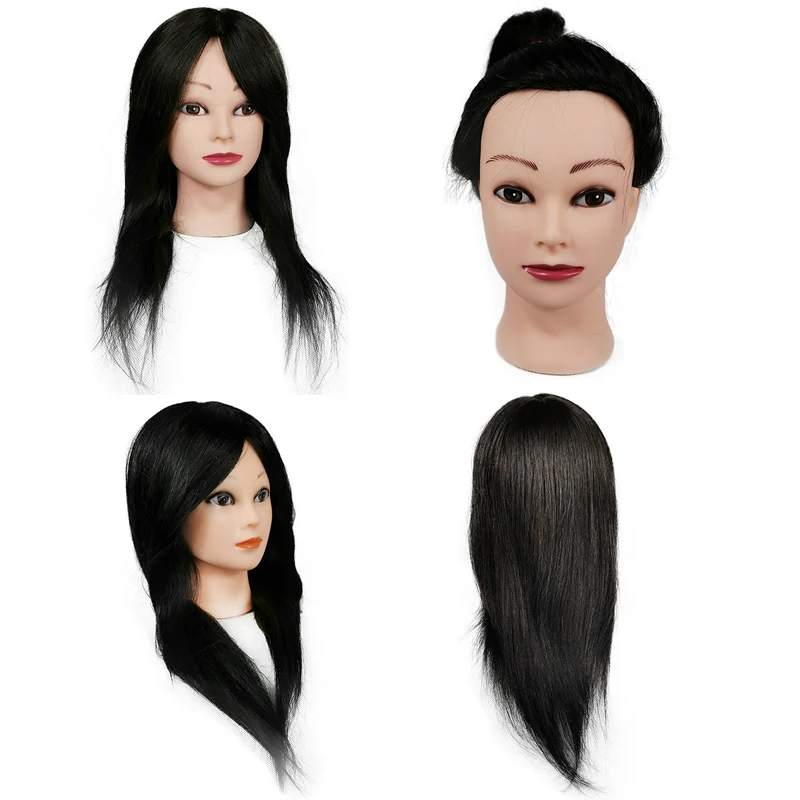 Female 100% Real Natural Human Hair Hairdressing Cosmetology Training Mannequin Head