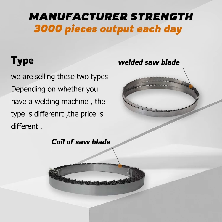 Customize Size 124 C75s 65mn high carbon quenched tip hardened bandsaw blades by the roll for Wood Cutting