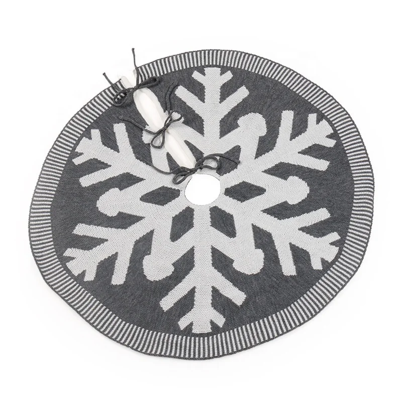 Christmas Ornaments Gray Knitted Christmas Tree Skirt Snowflake Sky 60cm Gray Christmas Tree Skirt