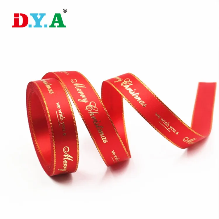 Wholesale Cheap Price Printed Polyester Ribbon Merry Christmas Holiday Gifts Decorative Packing Tapes Gift Packing Ribbon Tapes