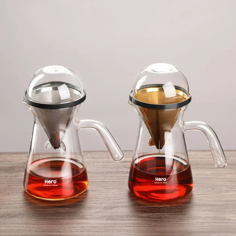 Portable home brew hot sale stainless filter coffee pot maker pour over dripper pot server