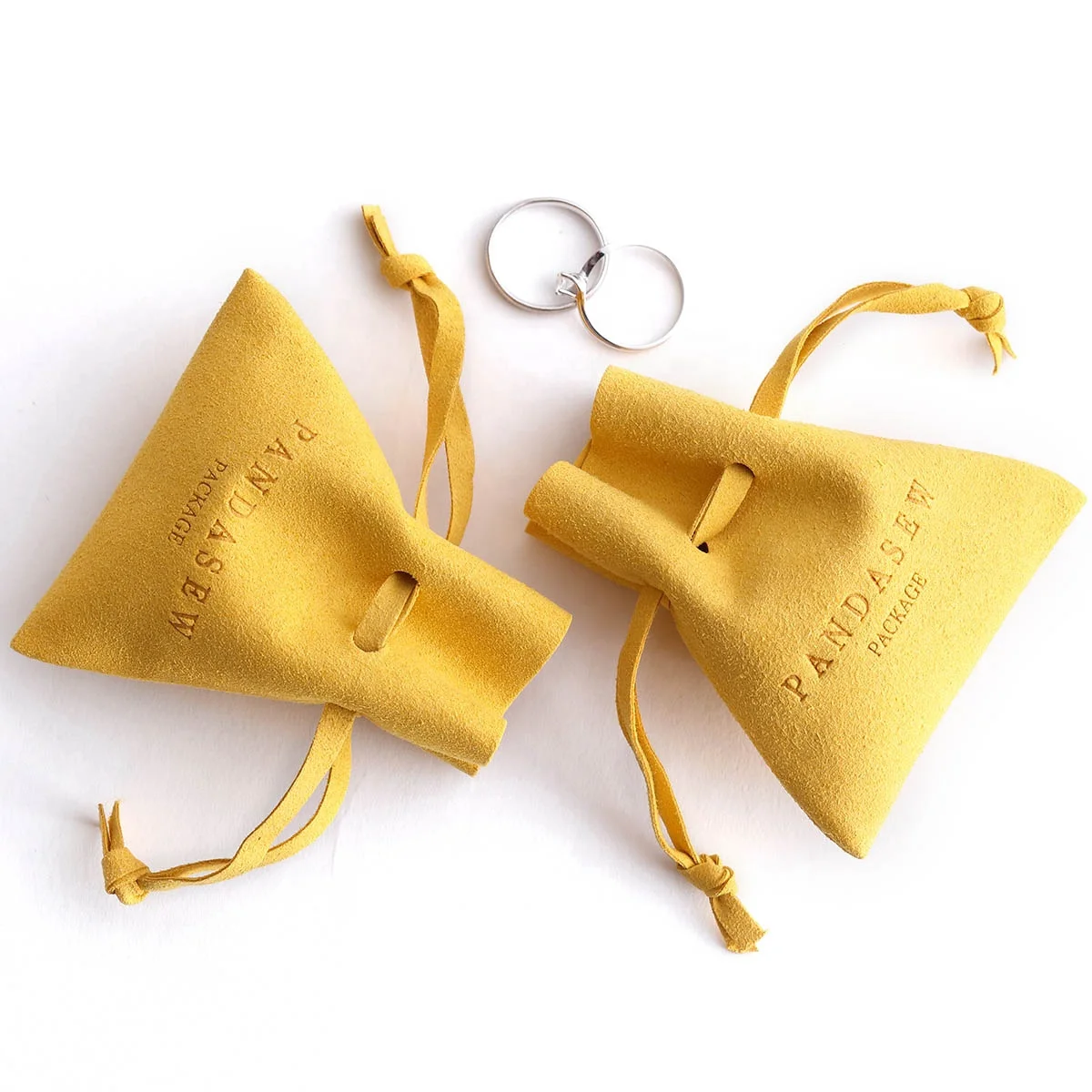 PandaSew Custom Logo Small Microfiber Jewelry Pouch Rings earrings Packaging Bag