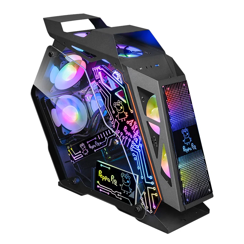 RGB Cabinet CPU Tower ITX Gaming Gamer PC Computer Cases with Tempered Glass Window Plastic and Acrylic Material Fan Cooler