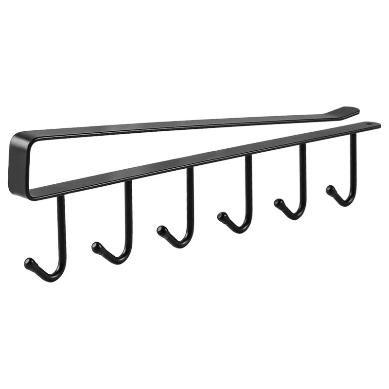 Wrought iron cabinet storage rack hooks wardrobe organizer kitchen seamless nail-free hook