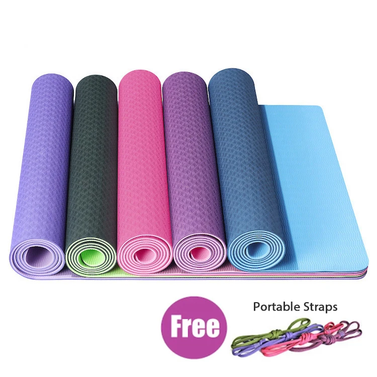New ECO-Friendly 2 Layers 1/4 Thick TPE Mats, Home Gym Yoga Pilates Fitness Mat, Factory Price Custom Brand Logo TPE Yoga Mats