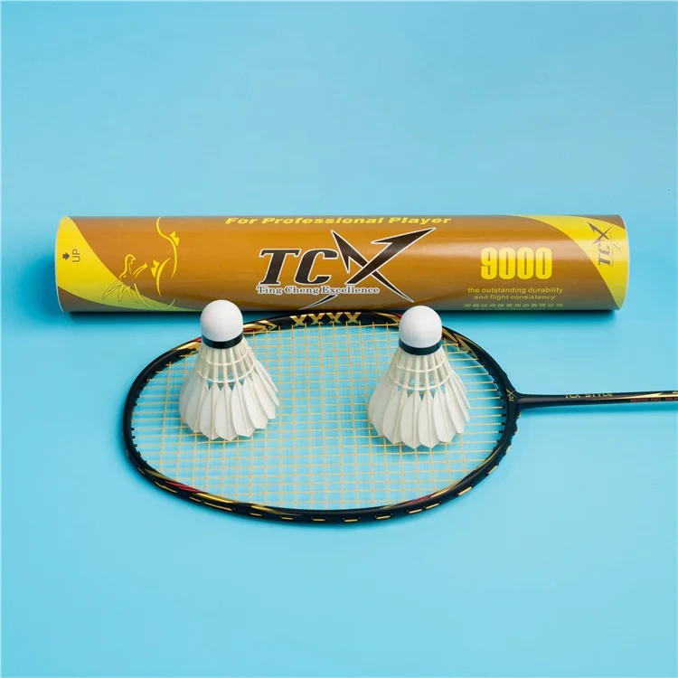 TCX9000 yellow Model goose feather shuttlecock with 3layer cork for professional players