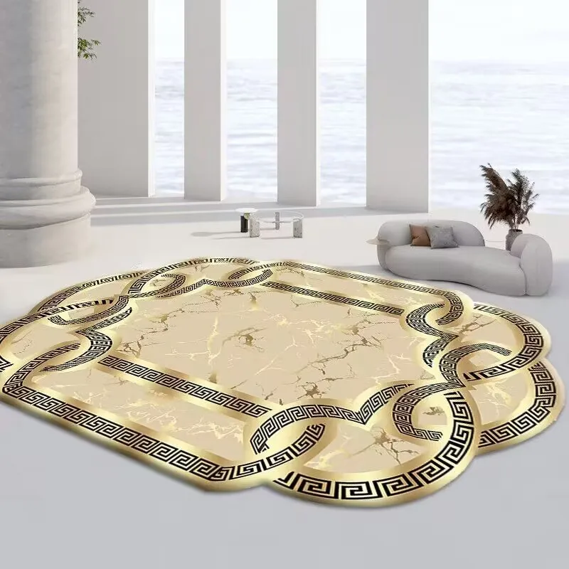 Luxury Living Room Carpet Decoration Home Golden Carpets Large Size Sofa Area Rug Hotel Hall Floor Mat Soft Anti-slip Washable