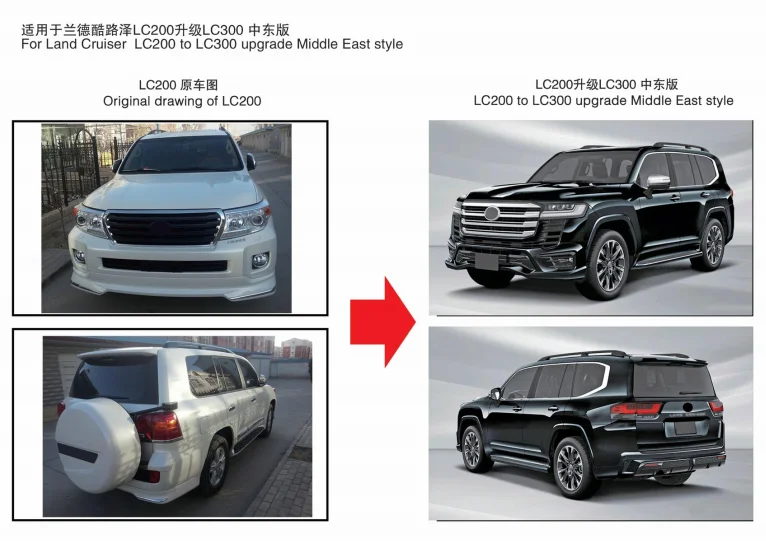 Car modifaction parts /car body parts for TOYOTA Land Cruiser LC200 to LC300 Middle East style