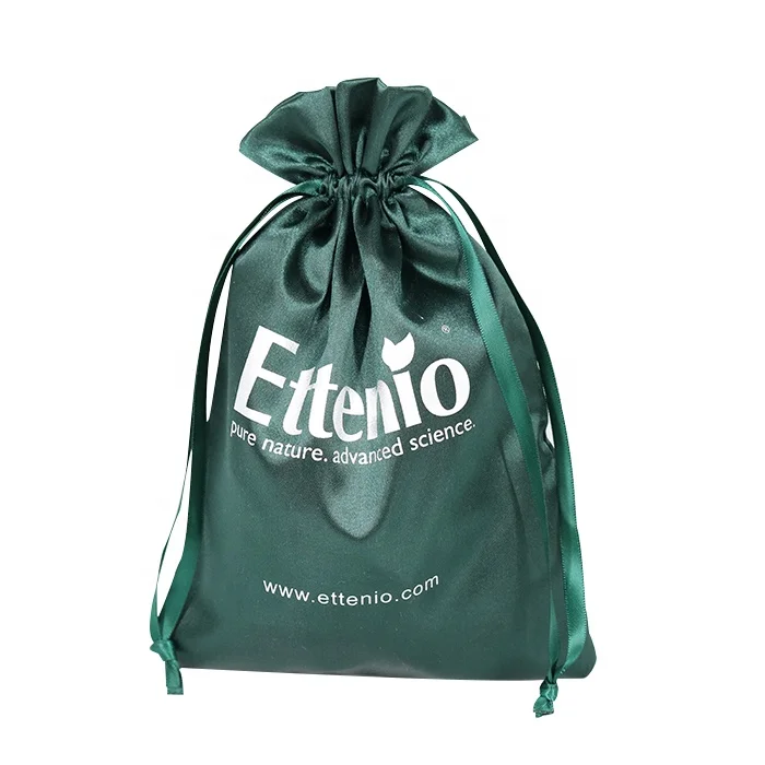 Double String Jewelry Drawstring Satin Silk Pouch Bag With Logo