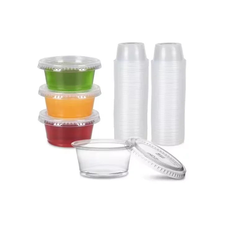 1-5oz Eco-friendly Transparent Disposable Plastic PLA Takeaway Containers Food Seasoning Sauce Cup