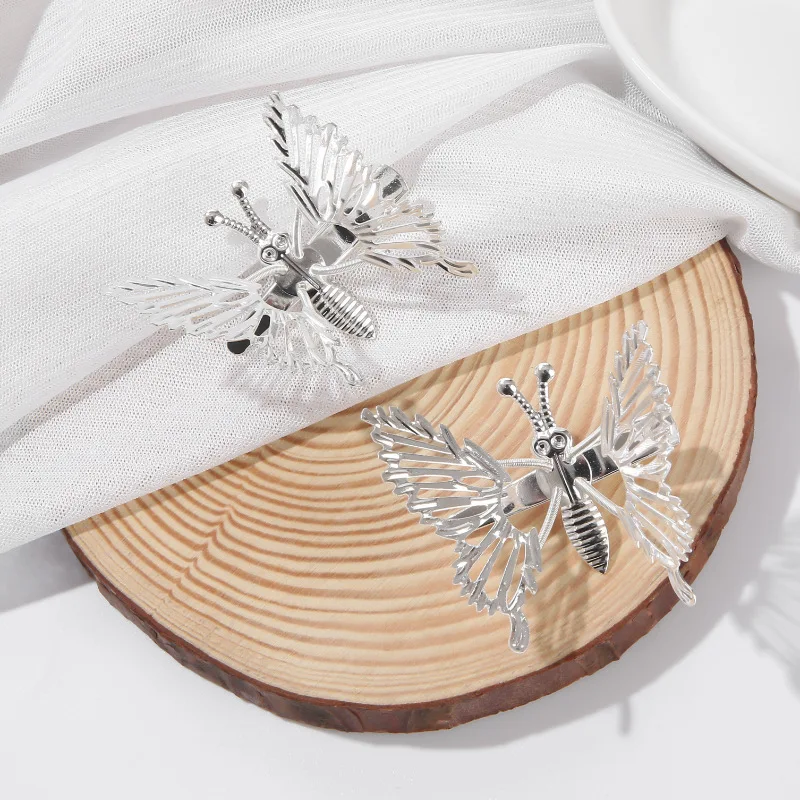 Wholesale 3 metal Colors Moving wings girls hair clips cute metal butterfly duckbill clamp hair clips