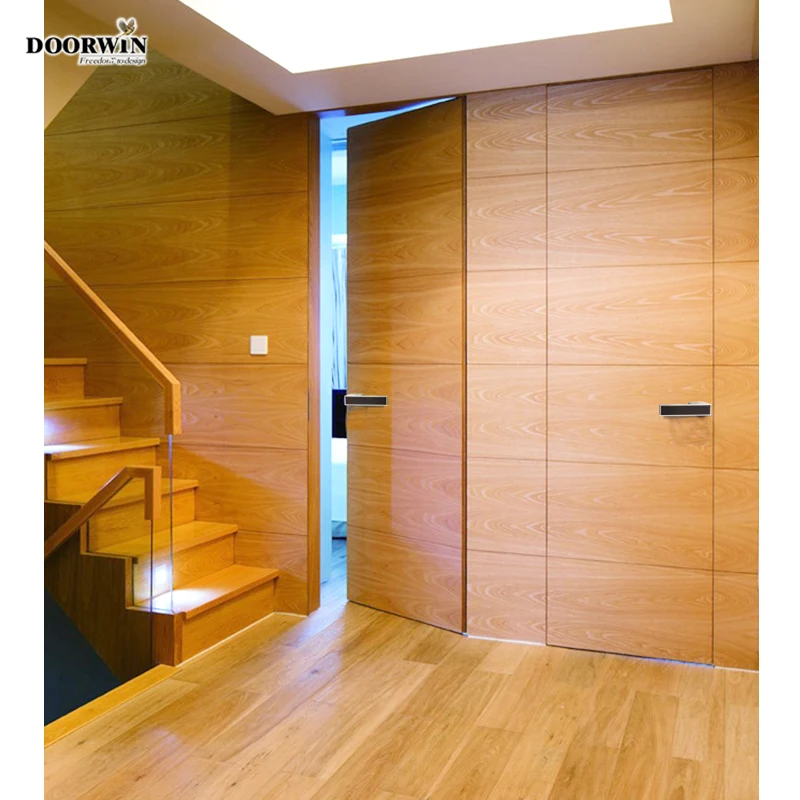 China Professional manufacturer Frameless secret doors wood veneer invisible flush wooden concealed hidden room invisible door