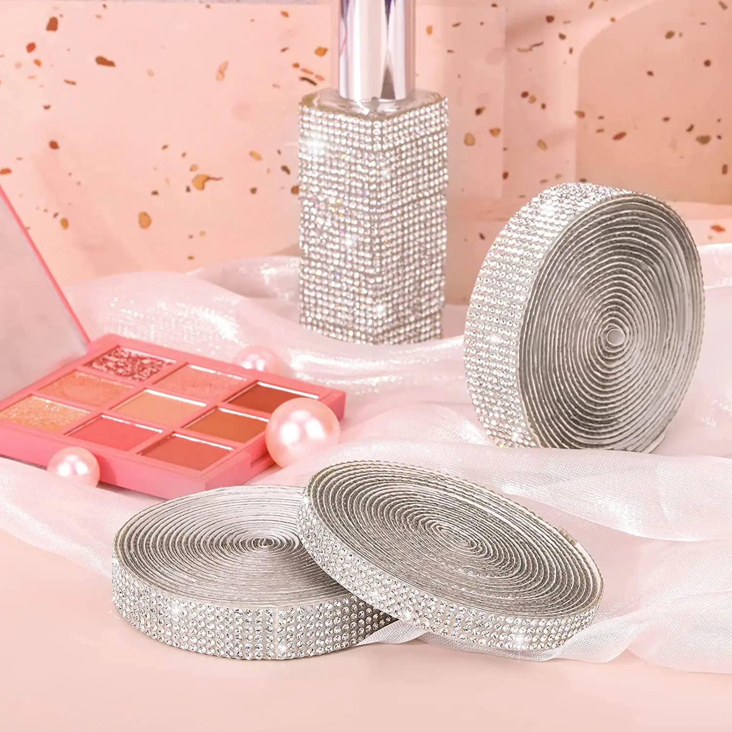 Amazon Hot Sale 1 Yard Self-Adhesive Crystal Diamond Rhinestone Ribbon for Crafts, Bling Ribbons Roll Banding Belt Wrap TOYS0849