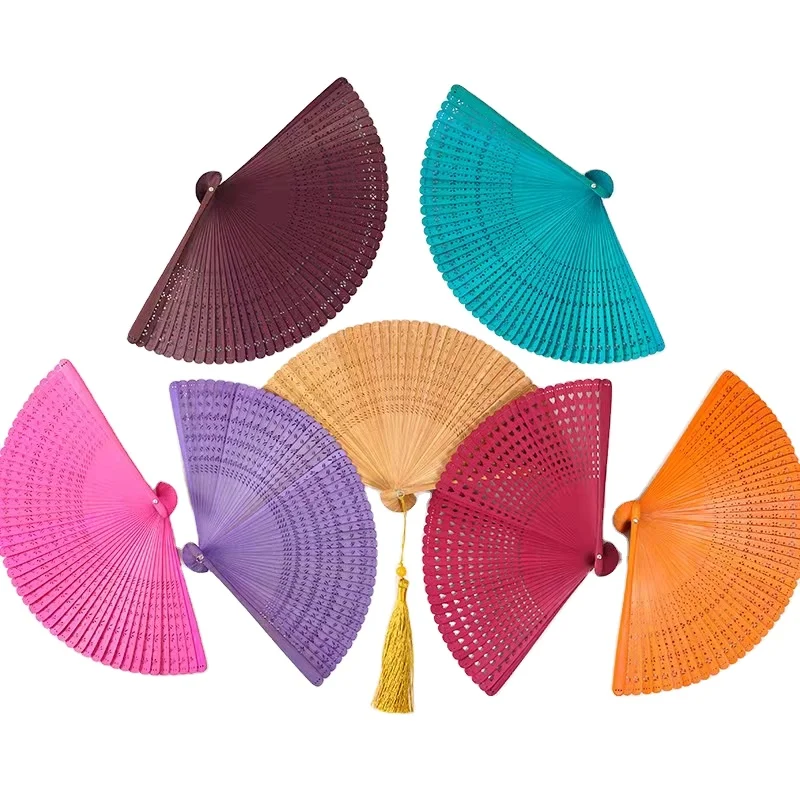 2022 Wholesale Wedding Souvenir Bamboo Handheld Fan Custom Wooden Hand Fan