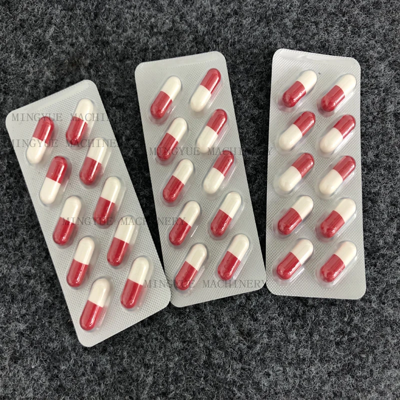 pharma automatic thermoforming making sealing double roll aluminum foil contenar tablet strip pack blister packing machine price