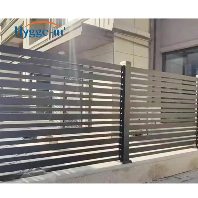 Wholesale Semi High Security  Iron Black No Dig Slat Horizontal Aluminum Trellis Gates 6ft x 5ft Privacy Fence Screen