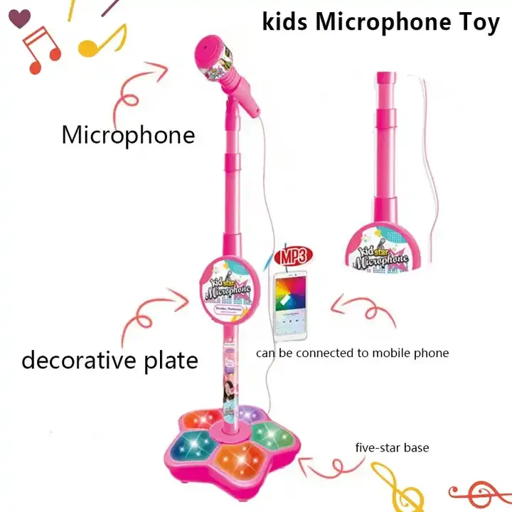 Musical Microphone with Popular Song Music Instrument Toys Brain-Training Educational Toy Birthday Gift for Girl Boy