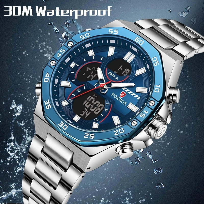 LIGE New Fashion Dual Display Watch For Men Casual Sports Chronograph Wristwatch Alarm clock Top Brand Luxury Quartz Man Watches
